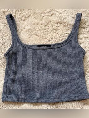Forever 21 blue/grey Ribbed Cropped Tank Top